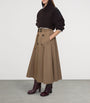 Brown Gabardine Trench Midi Skirt