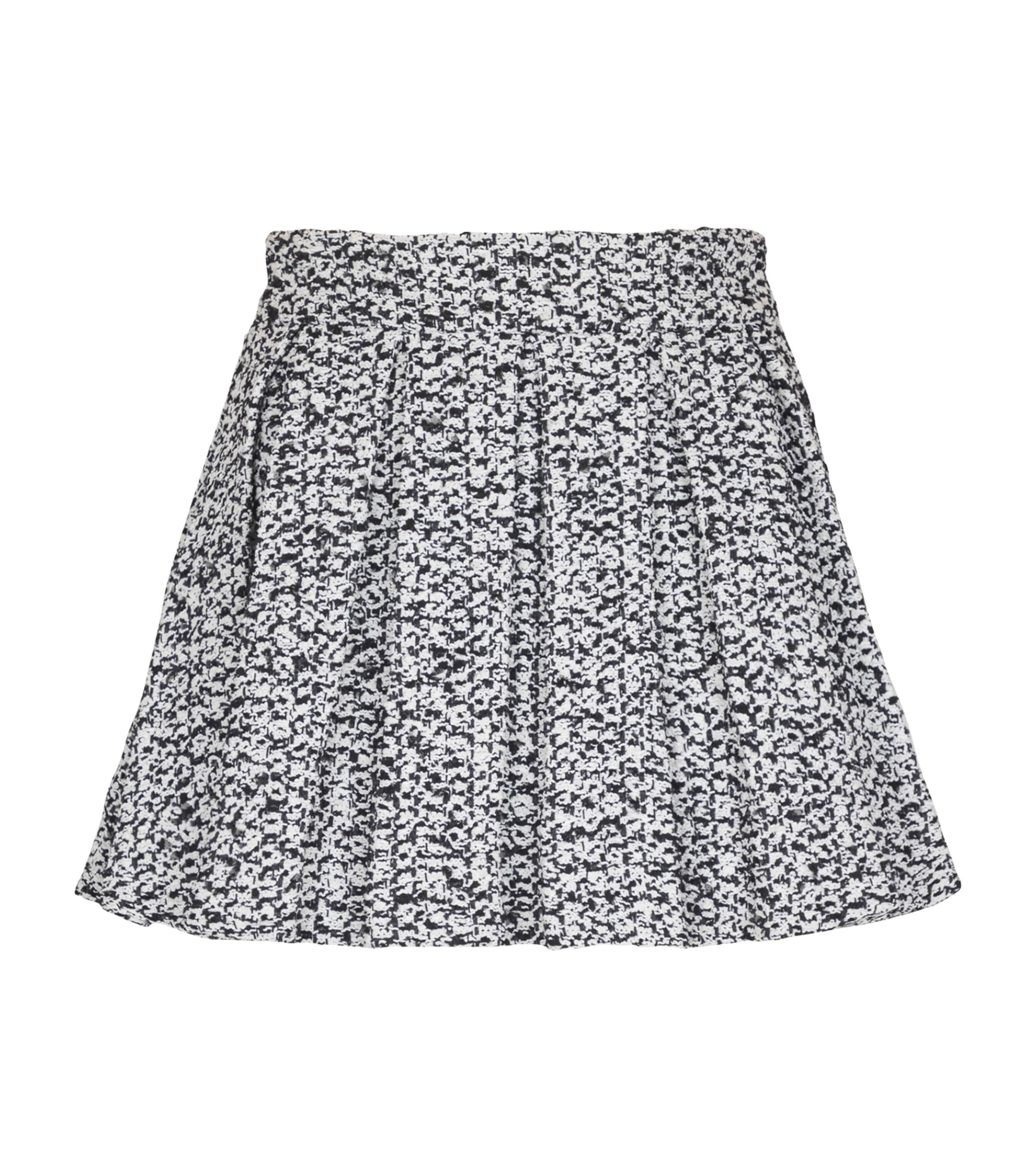 Balmain Black Tweed Pleated Mini Skirt