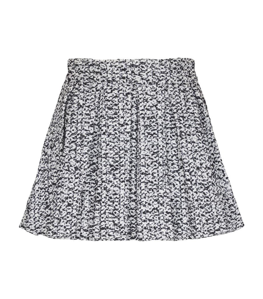 Black Tweed Pleated Mini Skirt