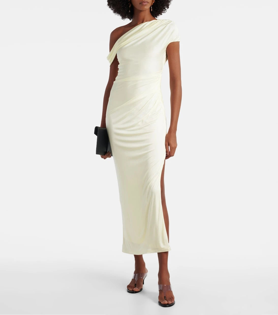 Galvan - Draped one-shoulder midi dress