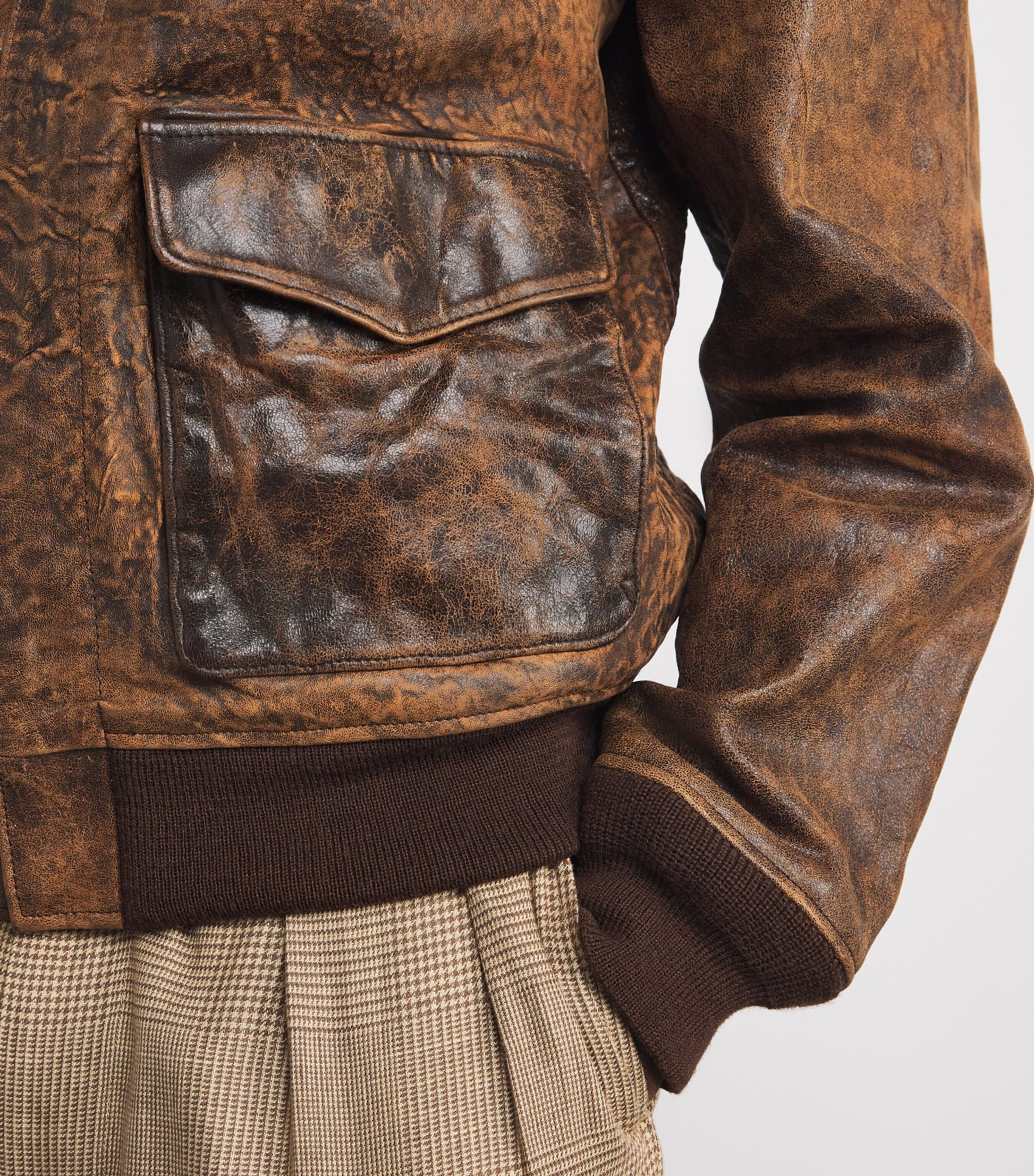 Brown Sheep Leather Flight Jacket