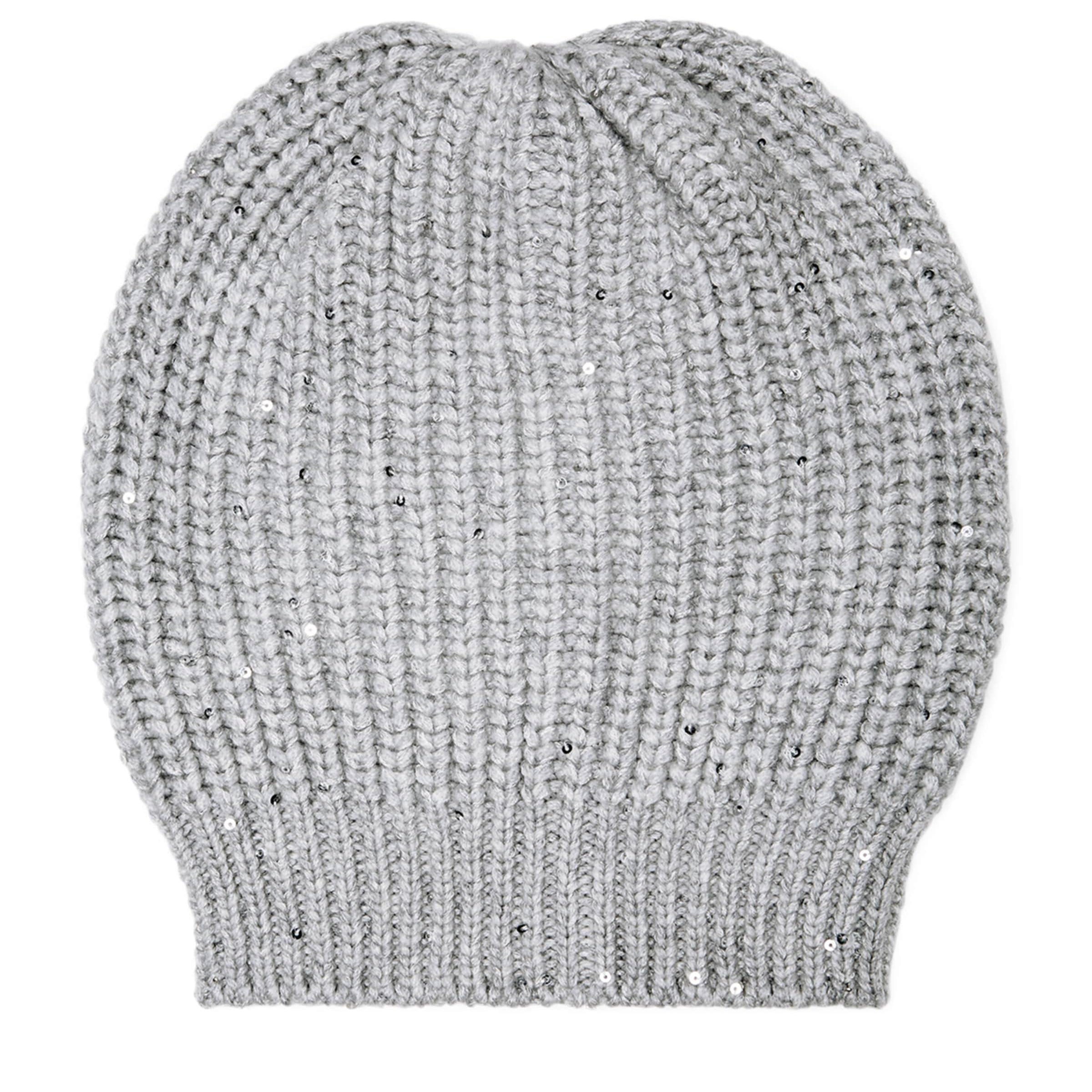 Brunello Cucinelli Grey Cashmere-Silk Embellished Beanie