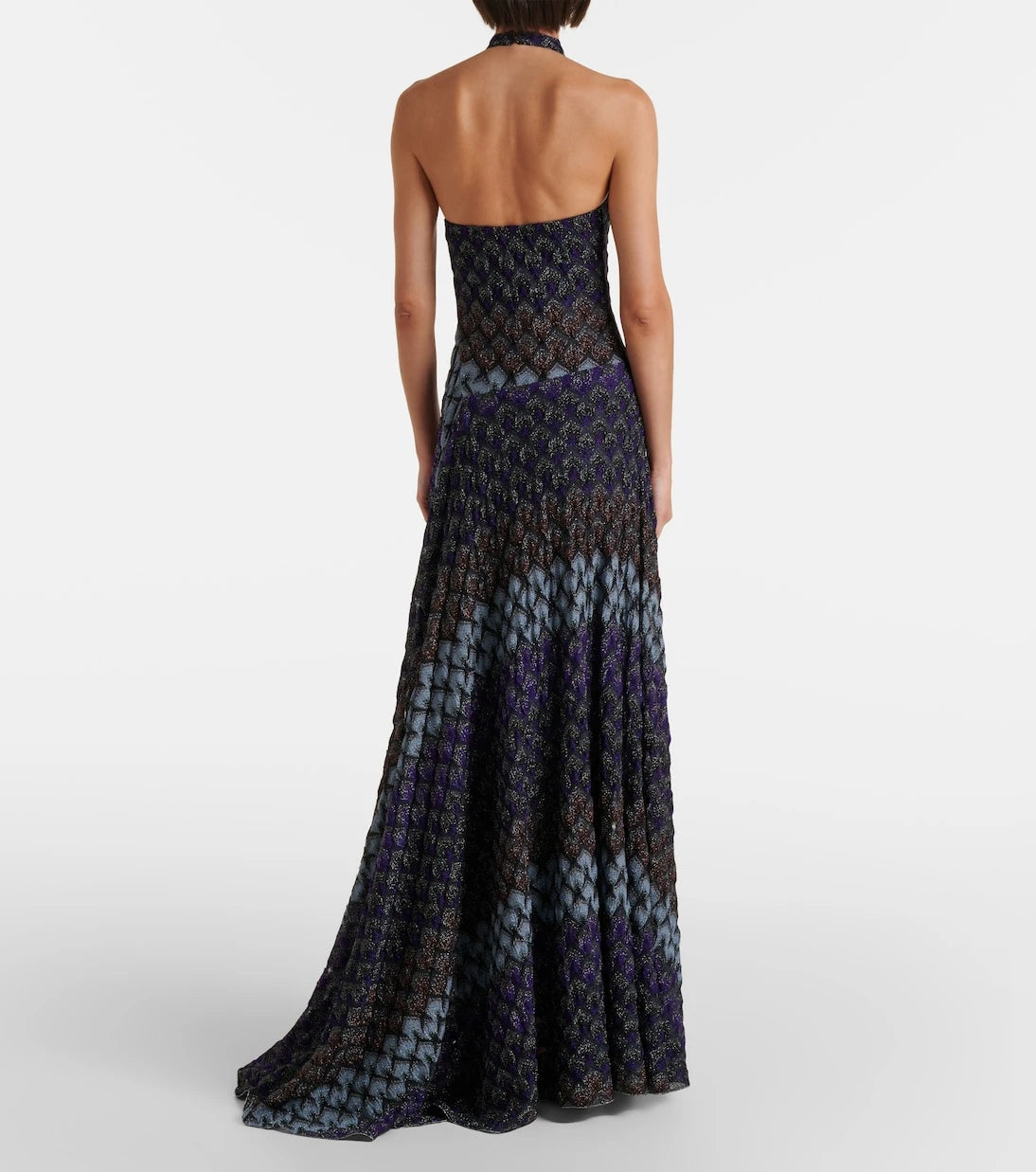 Missoni - Halterneck knitted lamé gown