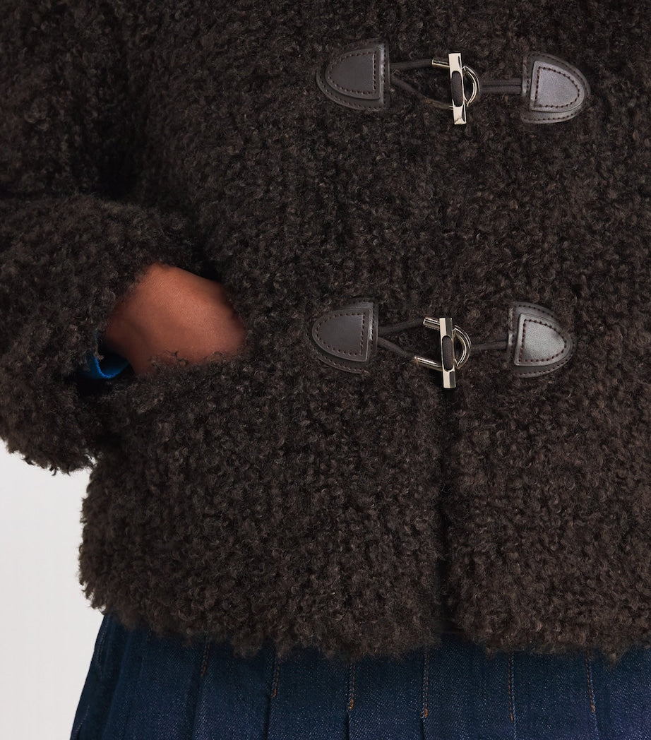 Maje Brown Faux Shearling Bomber Jacket