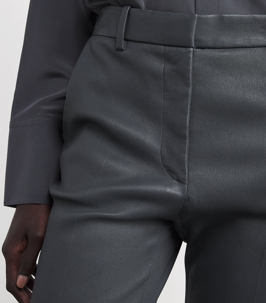 Joseph Grey Lambskin Tafira Flared Trousers