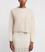 Soft Goat Ivory Brushed Cashmere Crew-Neck Sweater