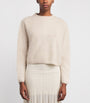 Soft Goat Ivory Brushed Cashmere Crew-Neck Sweater