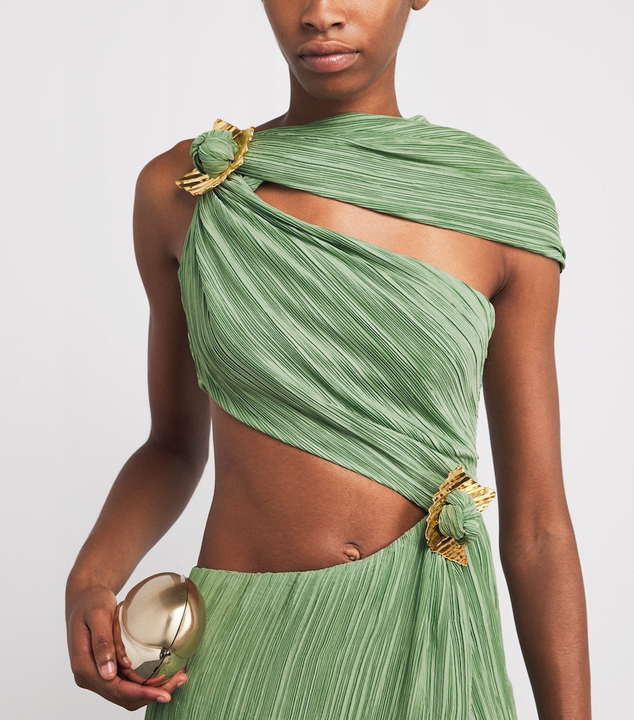 Cult Gaia Green One-Shoulder Loah Midi Dress