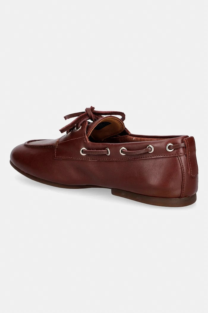 Tommy Hilfiger мокасини дамски от кожа TH SLEEK LEATHER BOAT SHOE