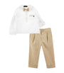 Monnalisa Linen-Cotton Shirt, Trousers and Bow Tie Set (3-36 Months)