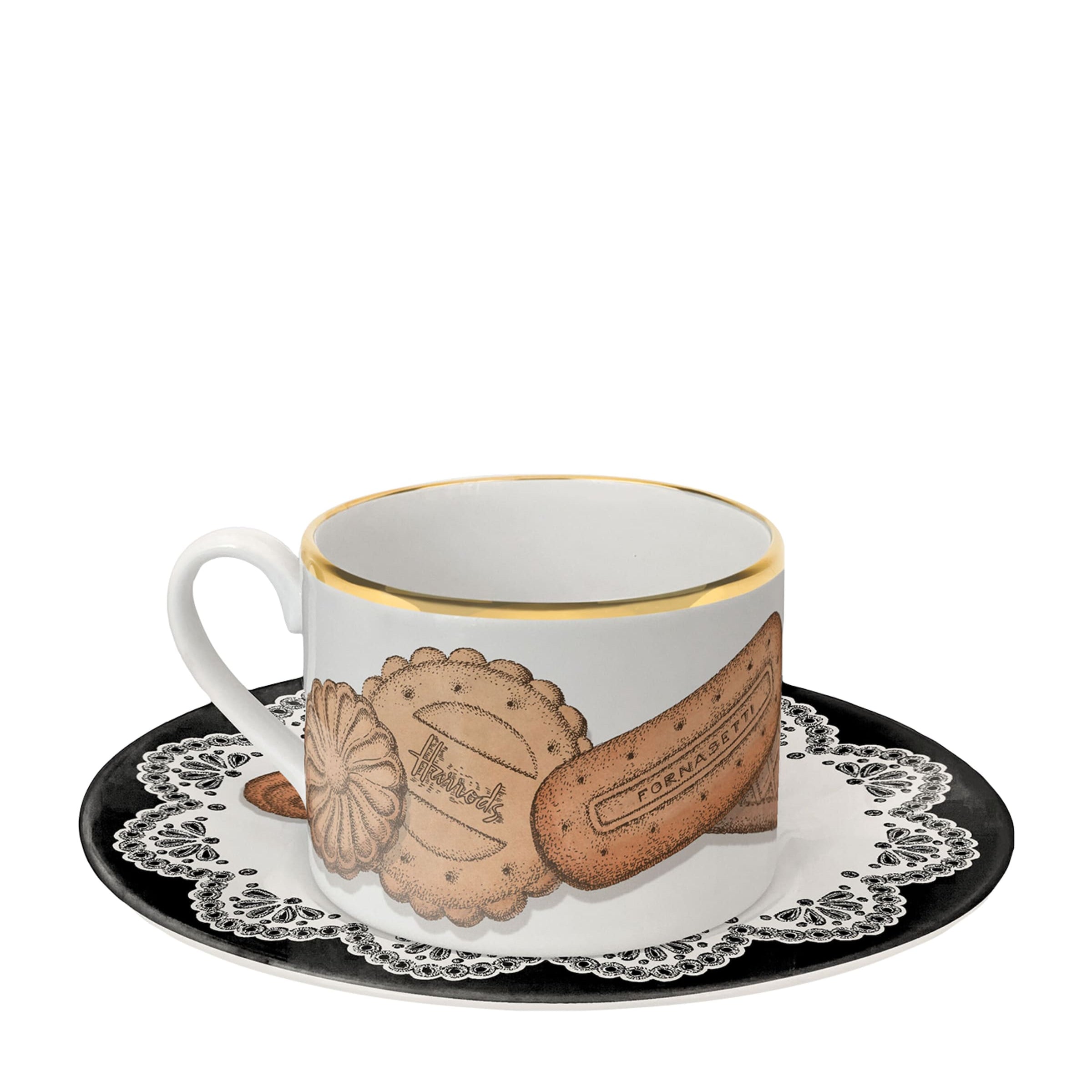 175 Anniversary Edition Set of 2 Porcelain Biscotti Teacups and Saucers