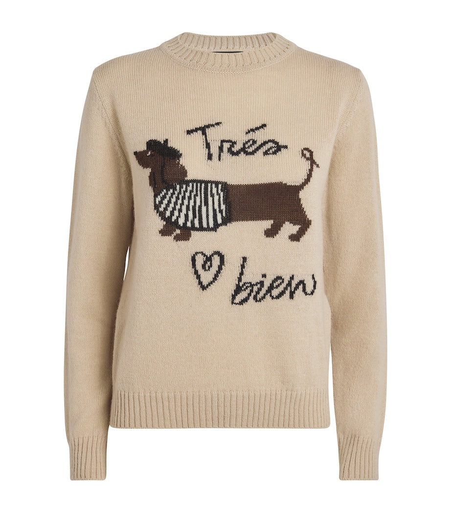 Weekend Max Mara Beige Jacquard Dog Sweater