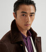 Brown Suede-Shearling Pea Coat