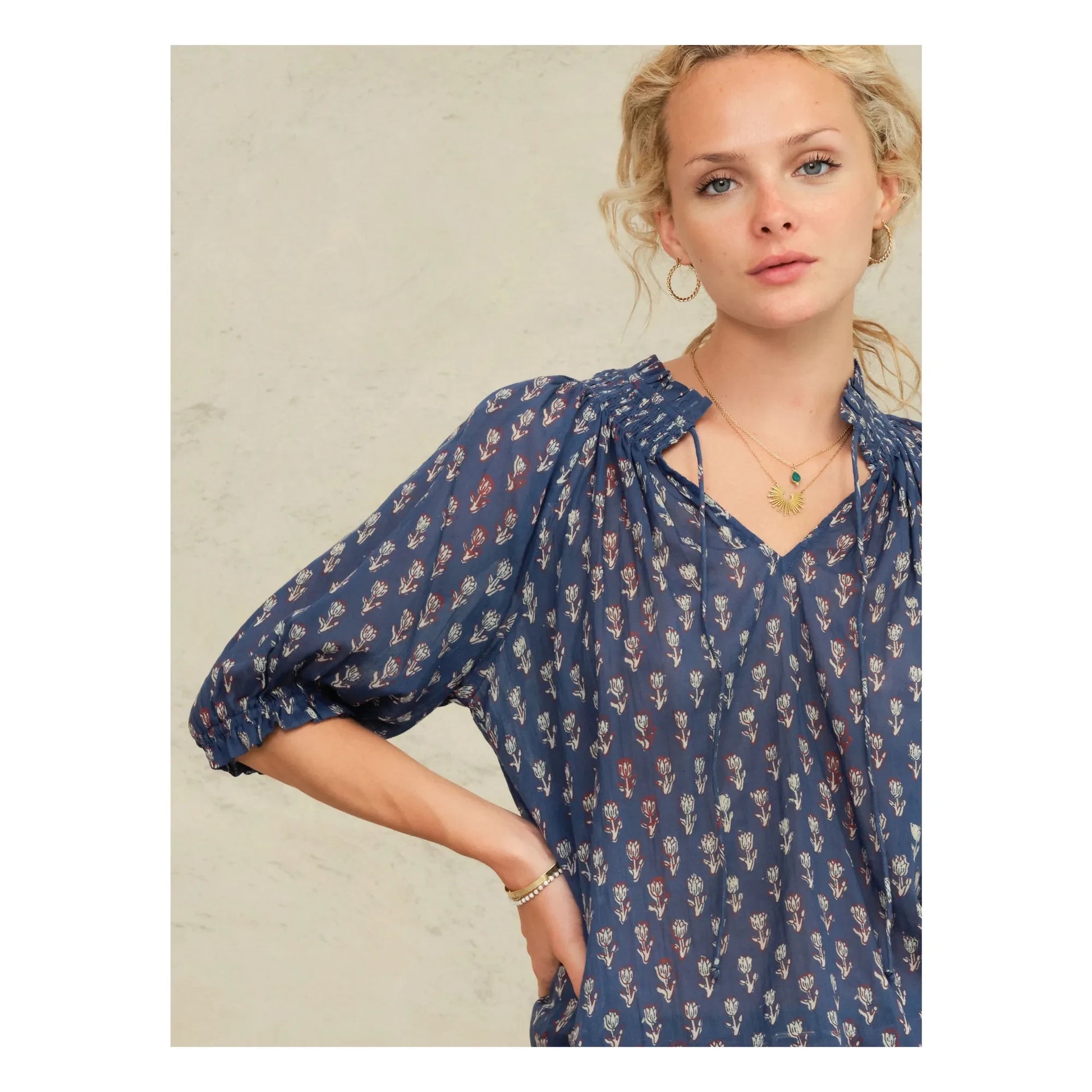 M.A.B.E. - Ari Cotton blouse | Indigo