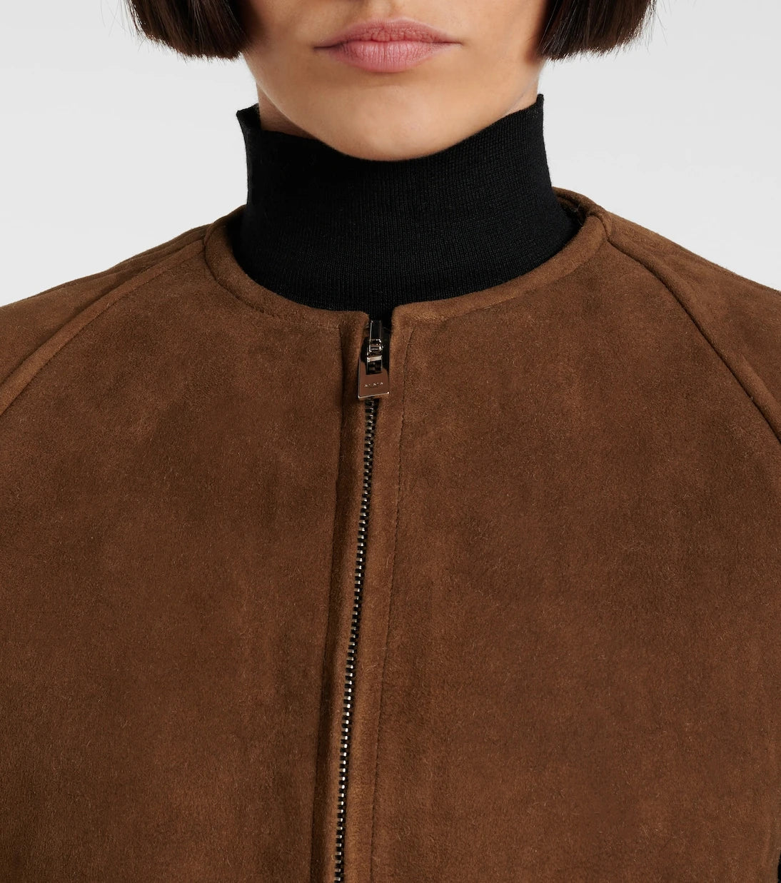 Alaïa - Shearling-trimmed suede jacket