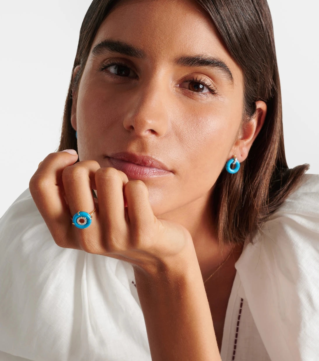 Mateo - 14kt gold ring with turquoise and diamonds