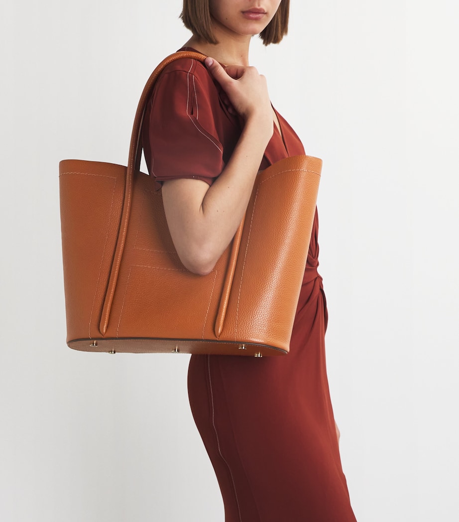 Tan Leather Rope Tote Bag