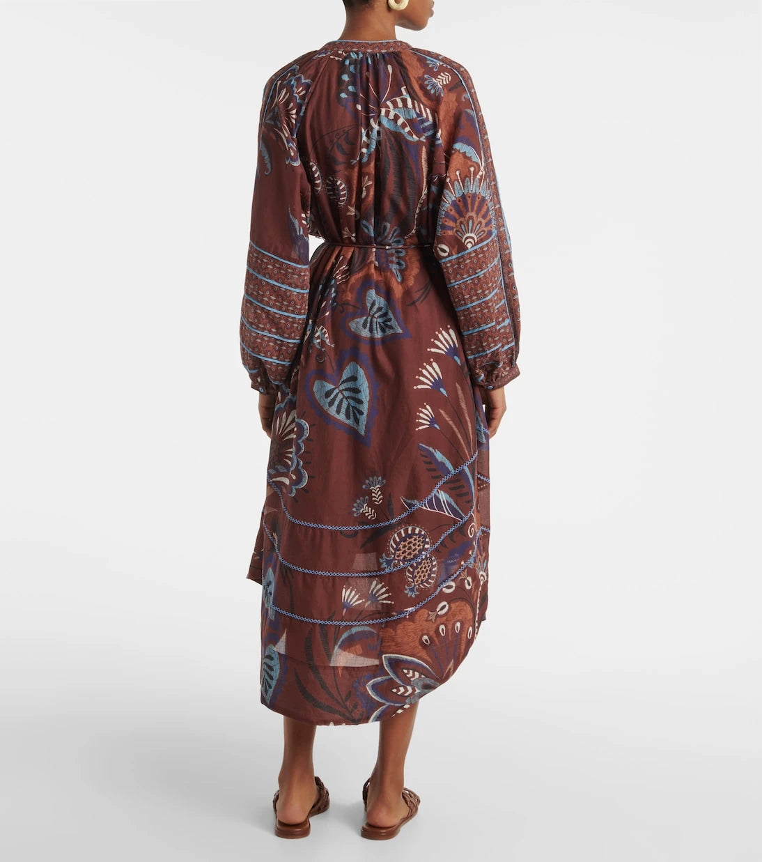 Farm Rio - Delicate Garden Brown printed maxi dress