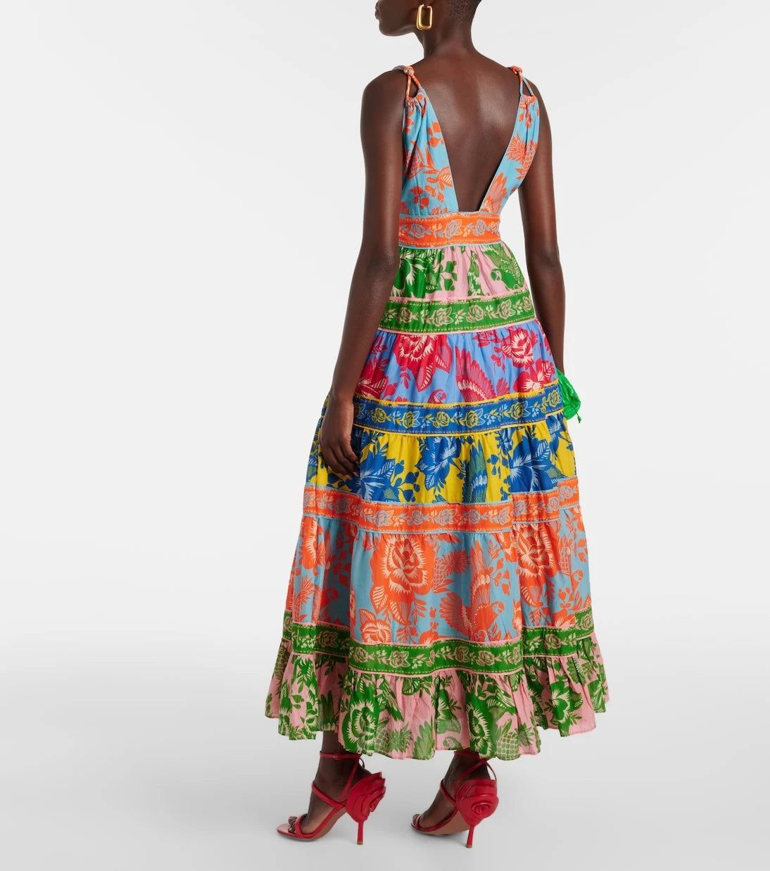Farm Rio - Printed tiered cotton midi dress