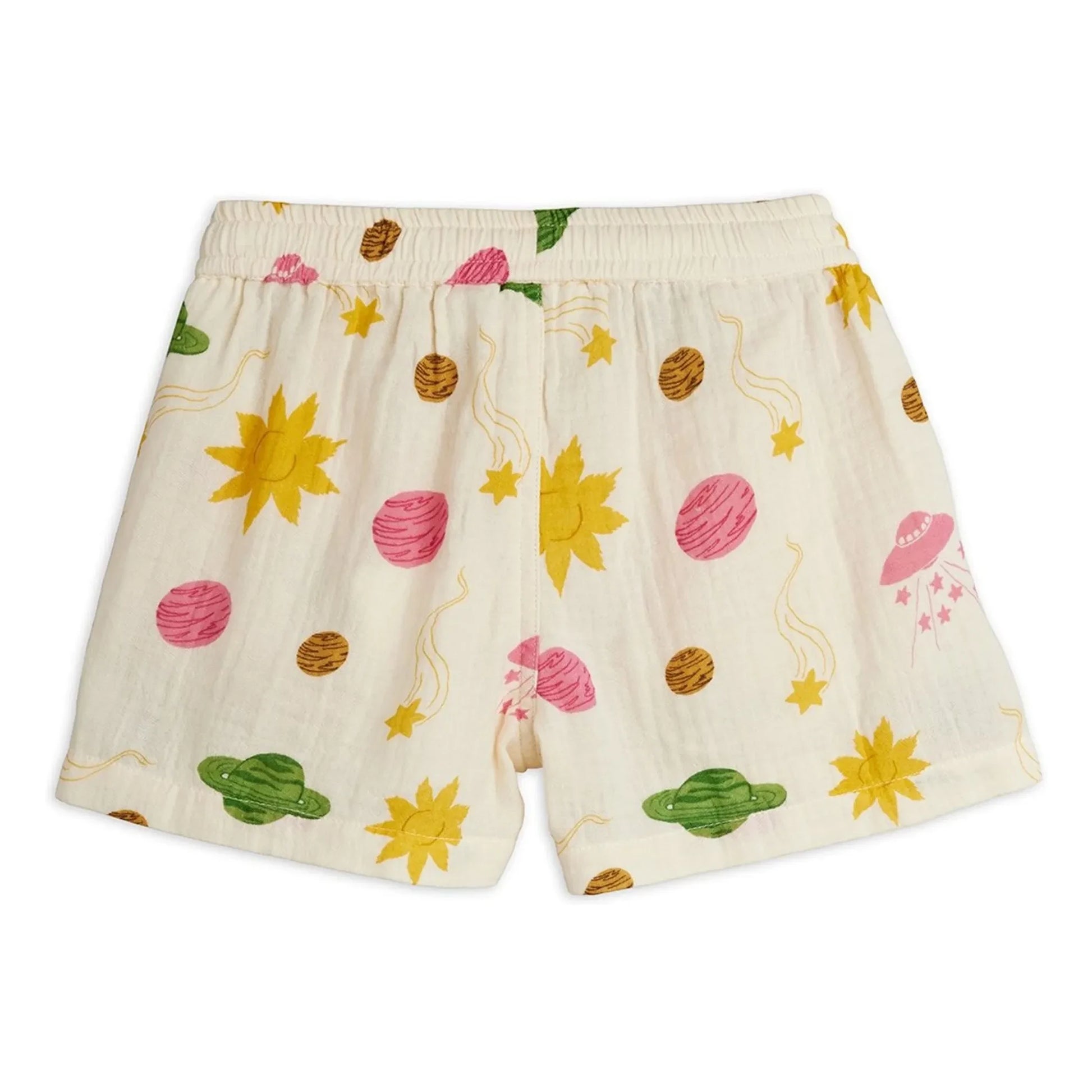 Mini Rodini - Espace shorts Organic cotton gauze | Ecru