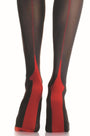 Black Thigh High Stockings with Red Cuban Heel