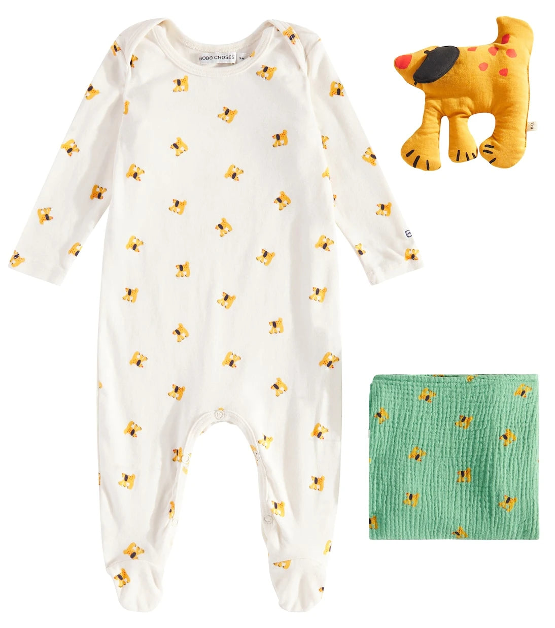 Bobo Choses - Baby printed playsuit, toy, and towel set