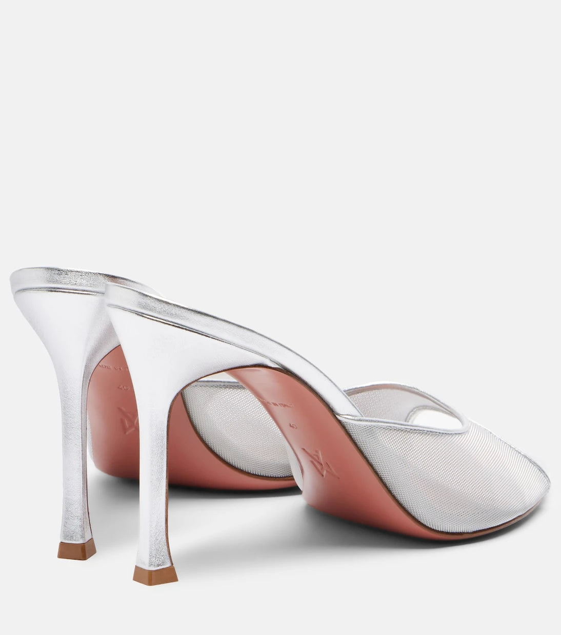 Amina Muaddi - Alexa leather-trimmed mesh mules