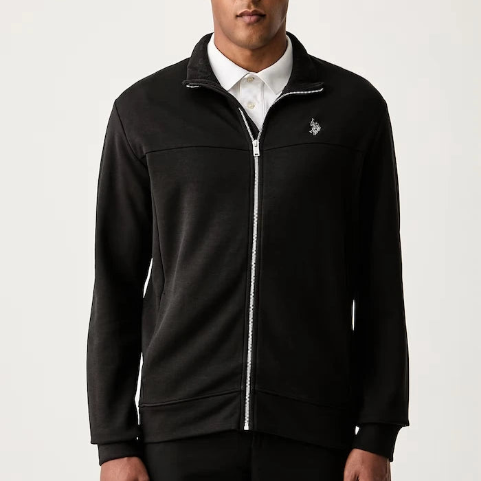 U.S. Polo Assn. pamuklu erkek fermuarlı sweatshirt LUXE DHM ZIP THROUGH FUNNEL