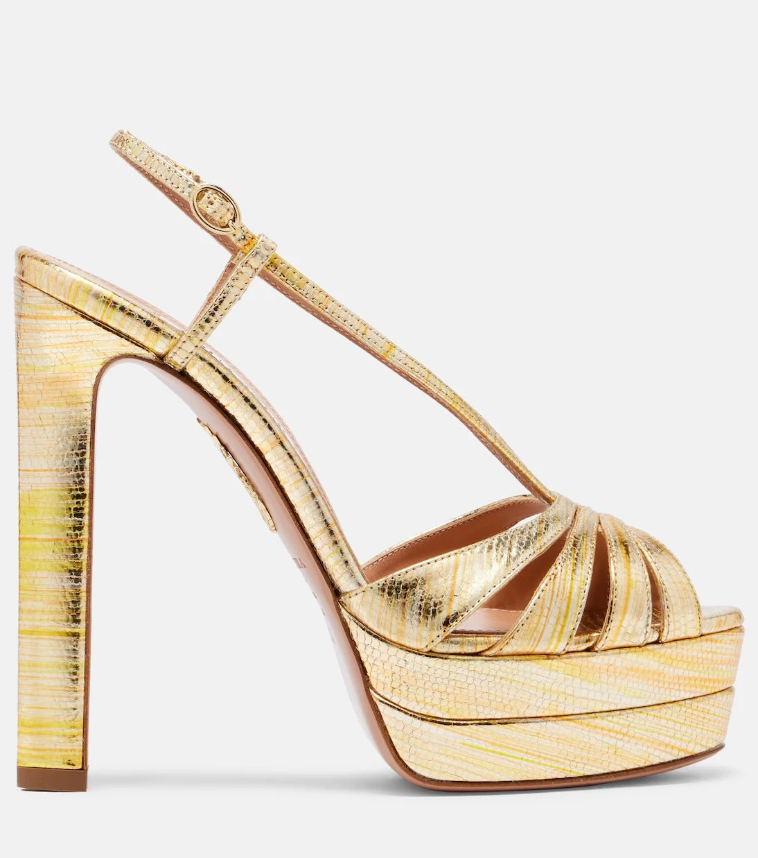 Aquazzura - Aimée 130 metallic leather platform sandals