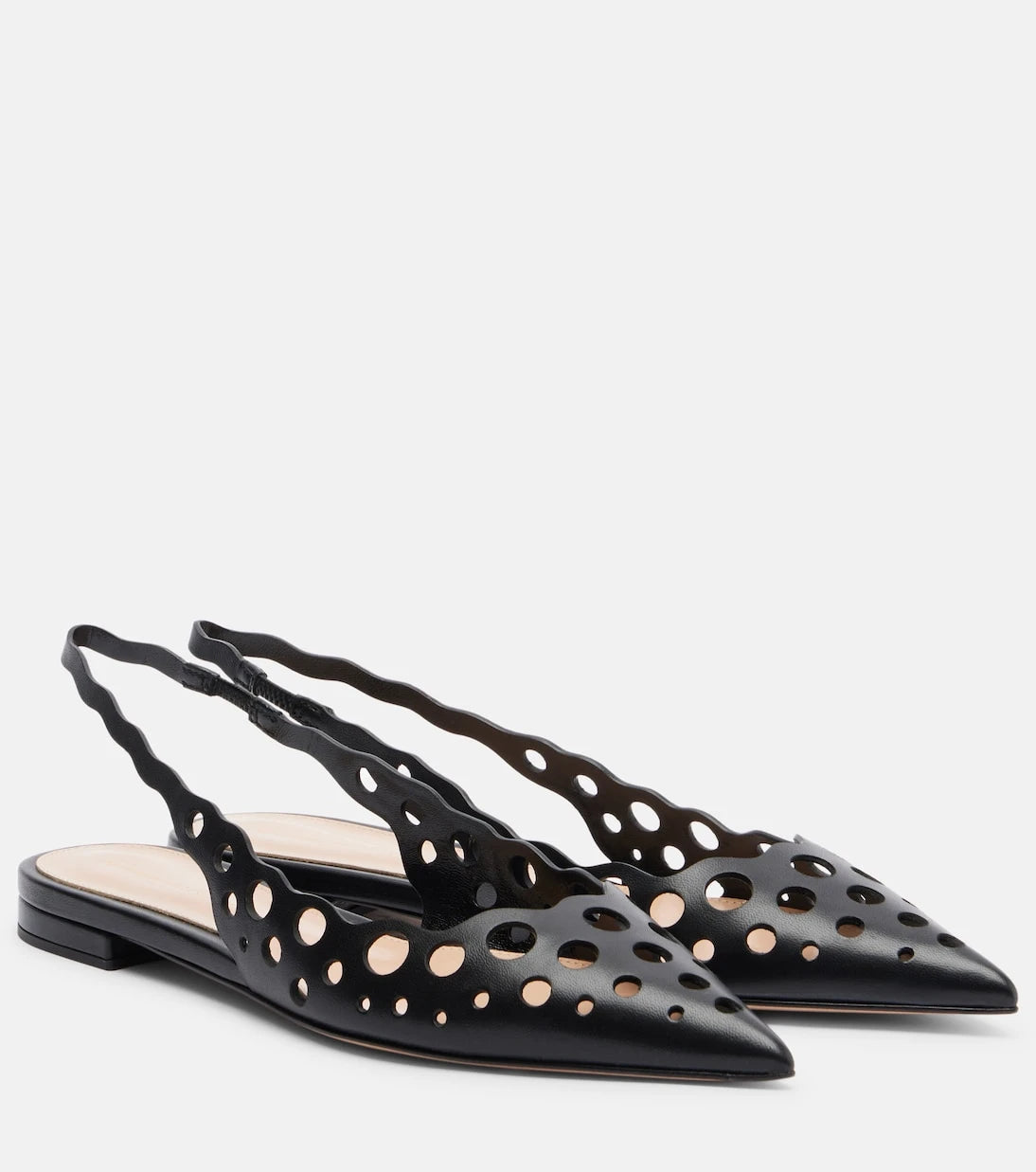 Gianvito Rossi - Cutout leather slingback flats