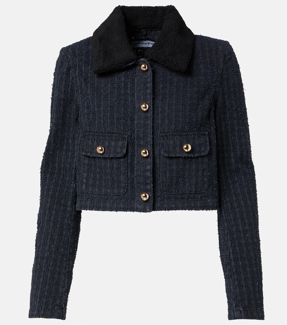 Self-Portrait - Embellished cropped denim jacket
