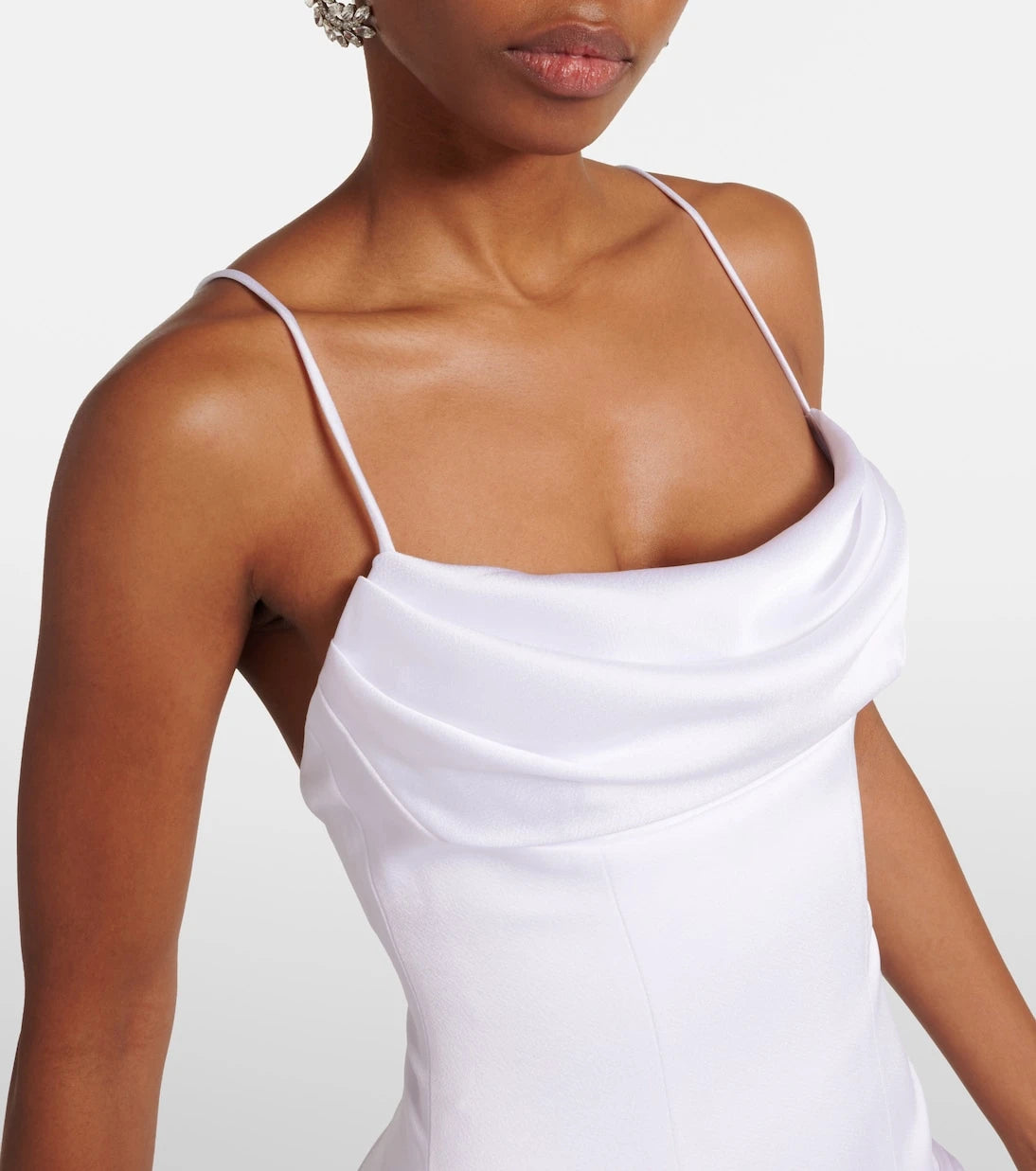 Rasario - Floral-appliqué satin gown