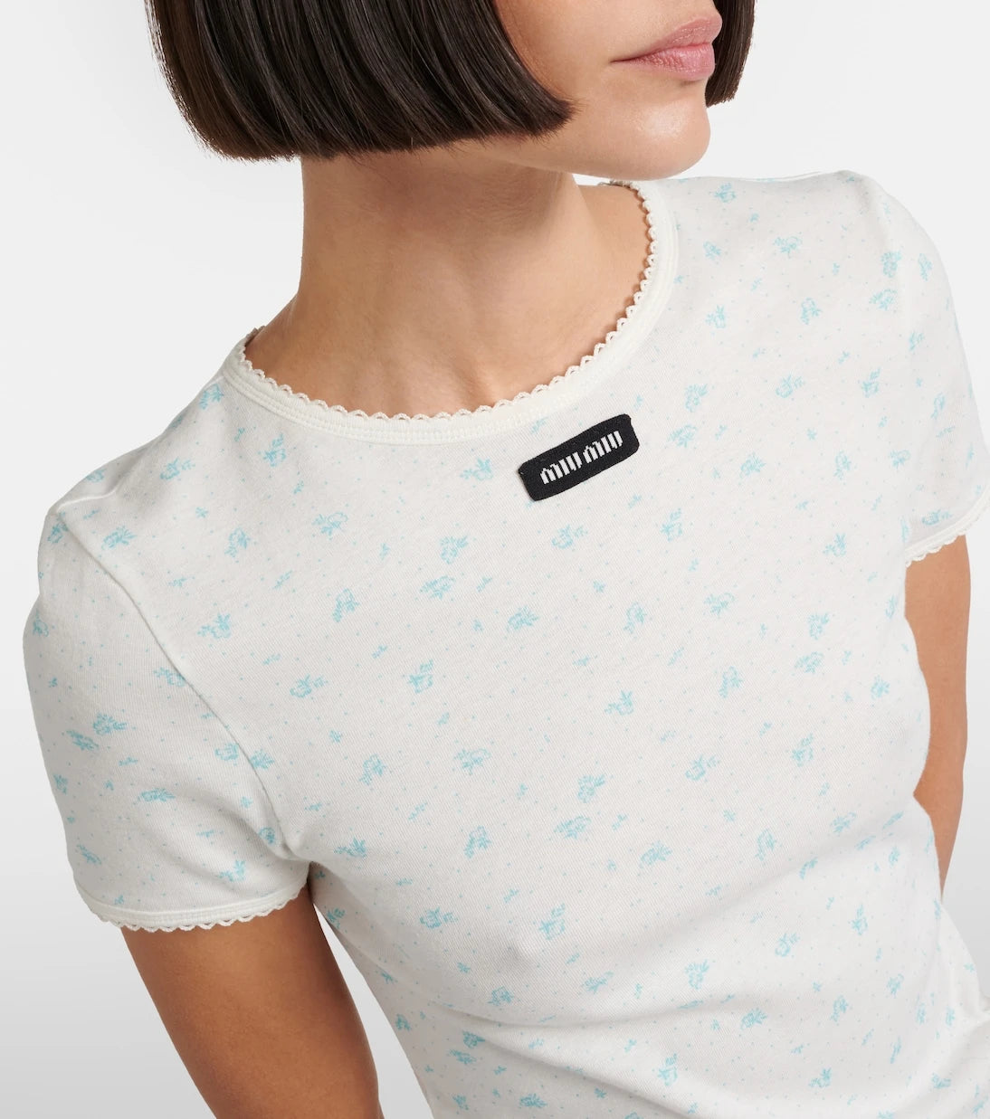 Miu Miu - Floral cotton jersey T-shirt
