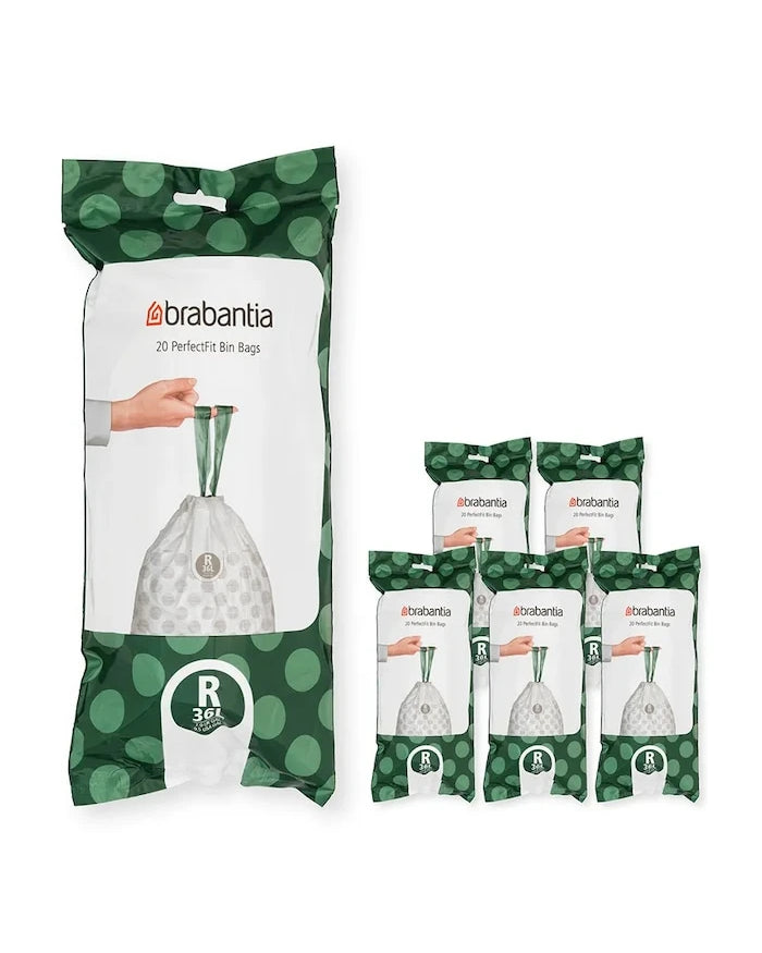 Brabantia PerfectFit Çöp Torbaları, R, 36 L, 6 x 20 adet