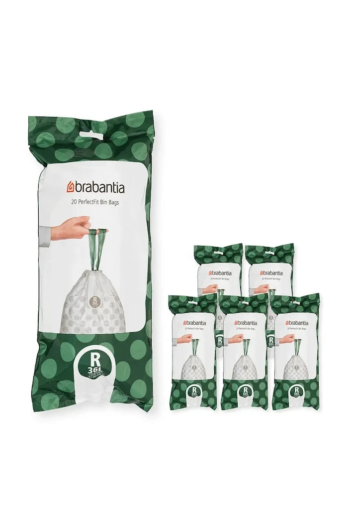 Brabantia PerfectFit Çöp Torbaları, R, 36 L, 6 x 20 adet