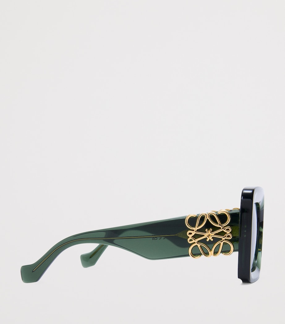 Green Bevelled Square Sunglasses