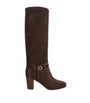 Valentino Garavani Brown Suede Pattie Knee-High Boots 75