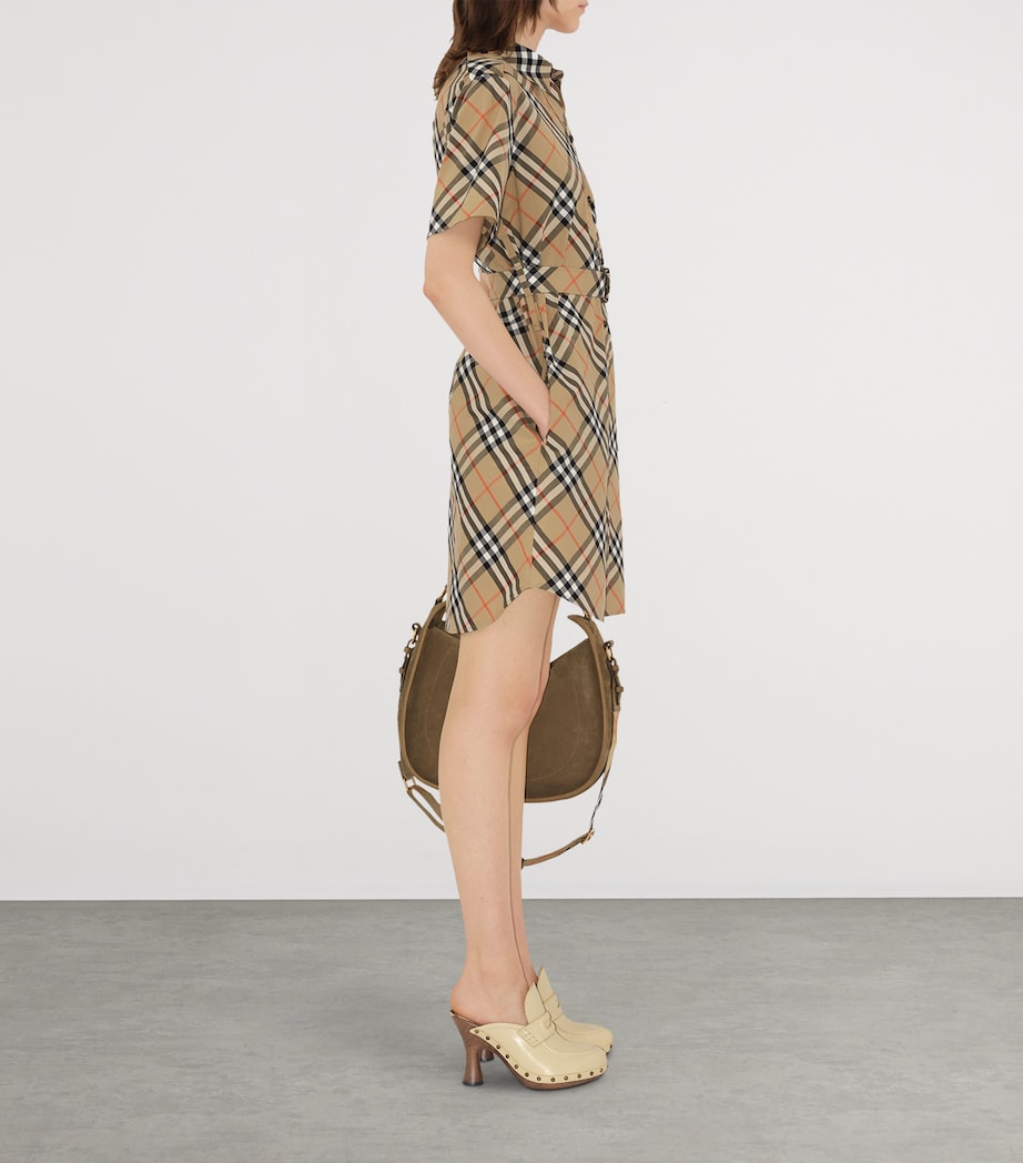 Burberry Beige Cotton Check Mini Shirt Dress