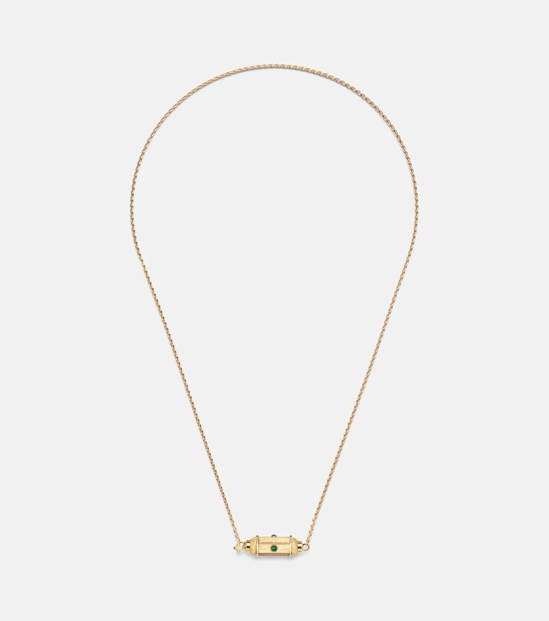 Marie Lichtenberg - Coco Micro 18kt gold locket necklace with emeralds