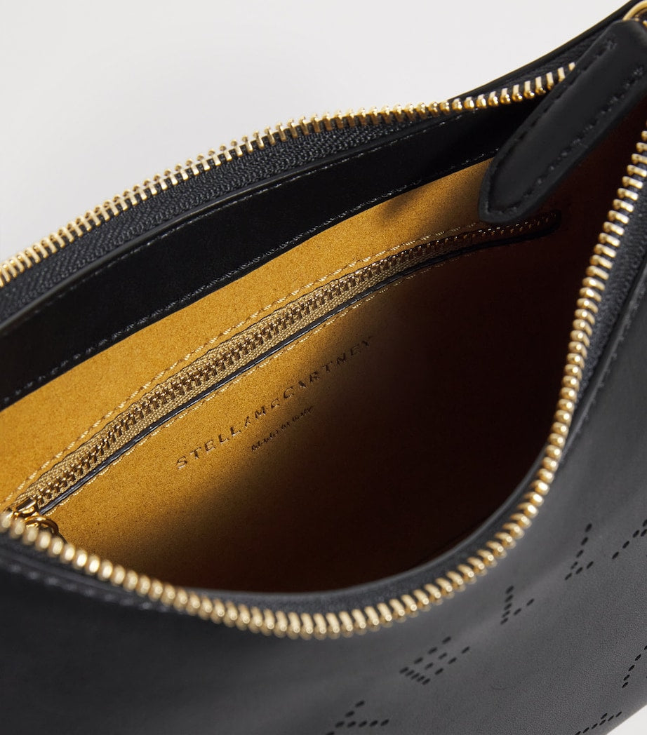 Stella McCartney Black Faux Leather Logo Shoulder Bag