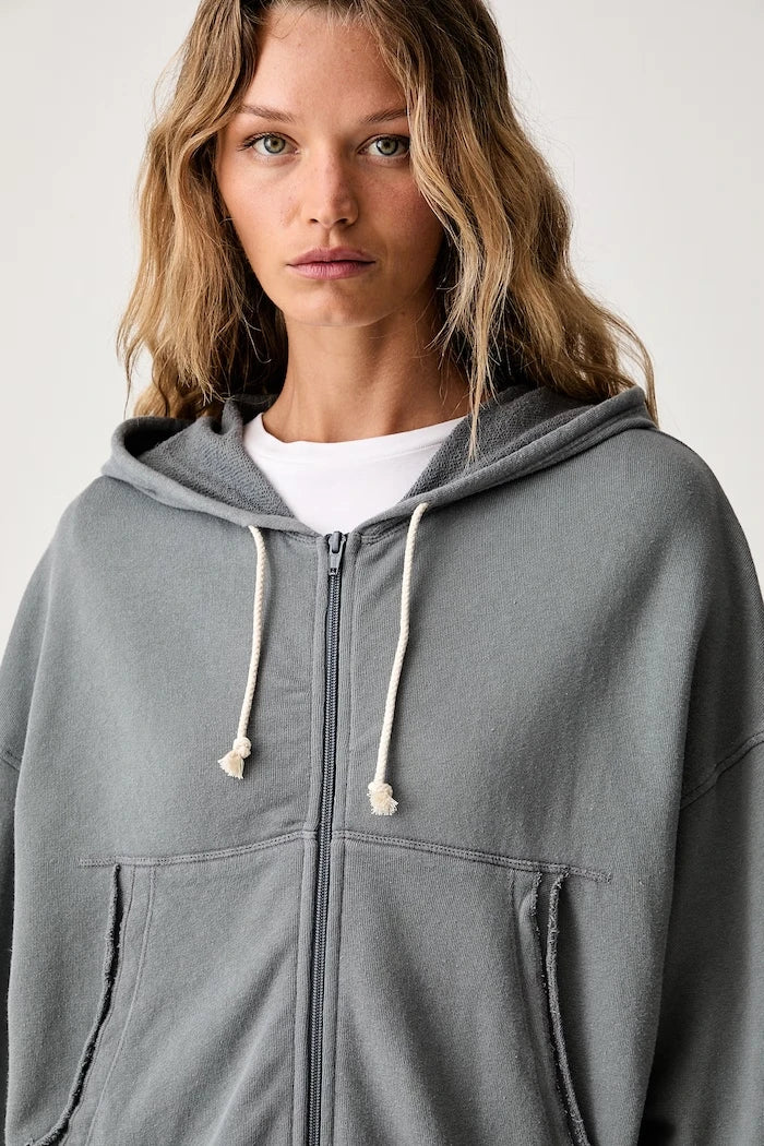 American Vintage капюшонlu fermuarlı kadın pamuklu sweatshirt