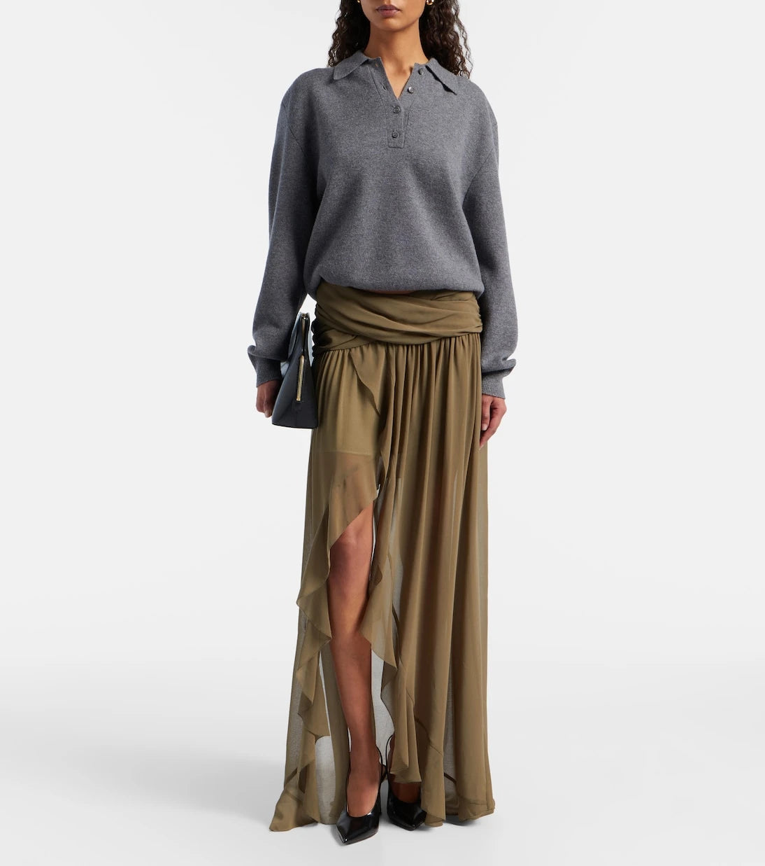 Jacques Wei - Asymmetric draped maxi skirt