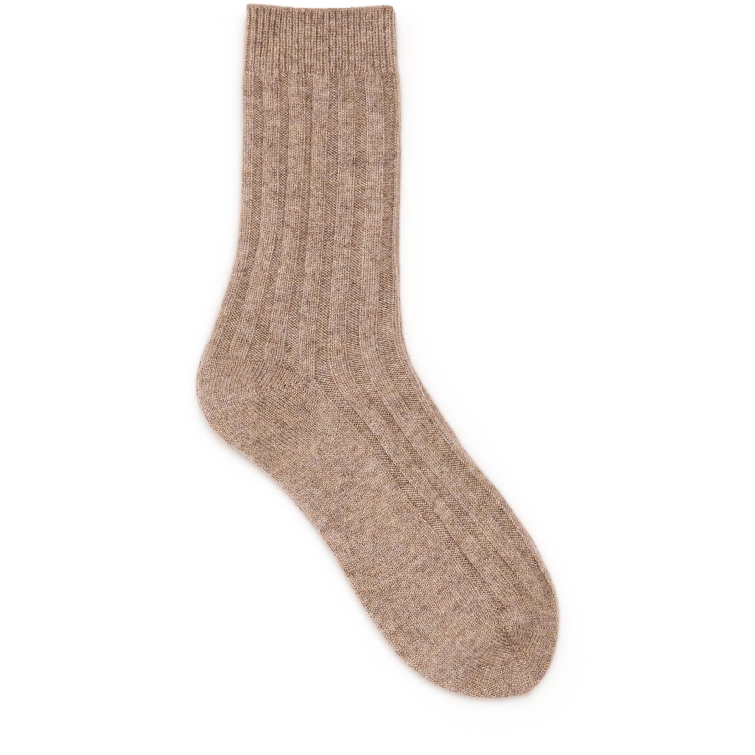 Johnstons Of Elgin Brown Cashmere Ribbed Socks