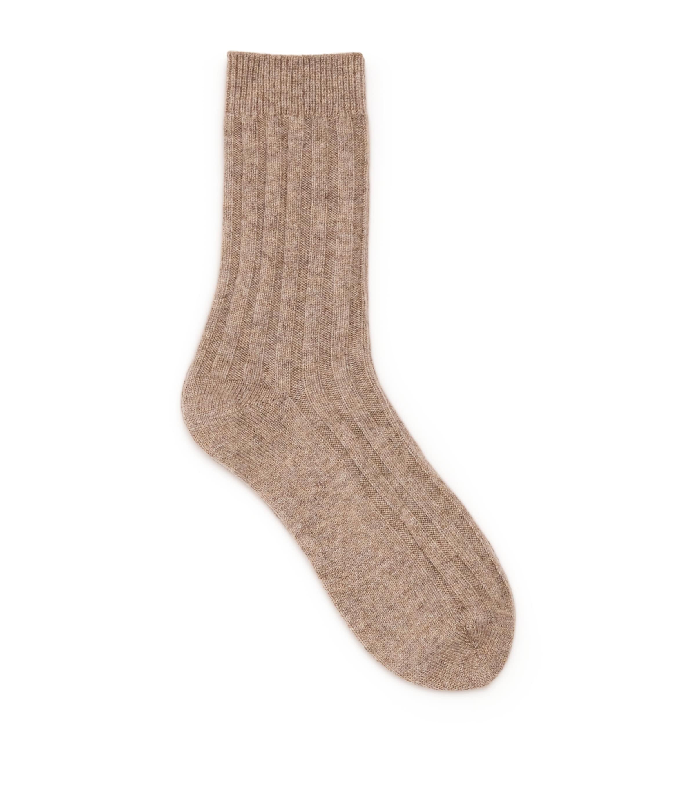 Johnstons Of Elgin Brown Cashmere Ribbed Socks