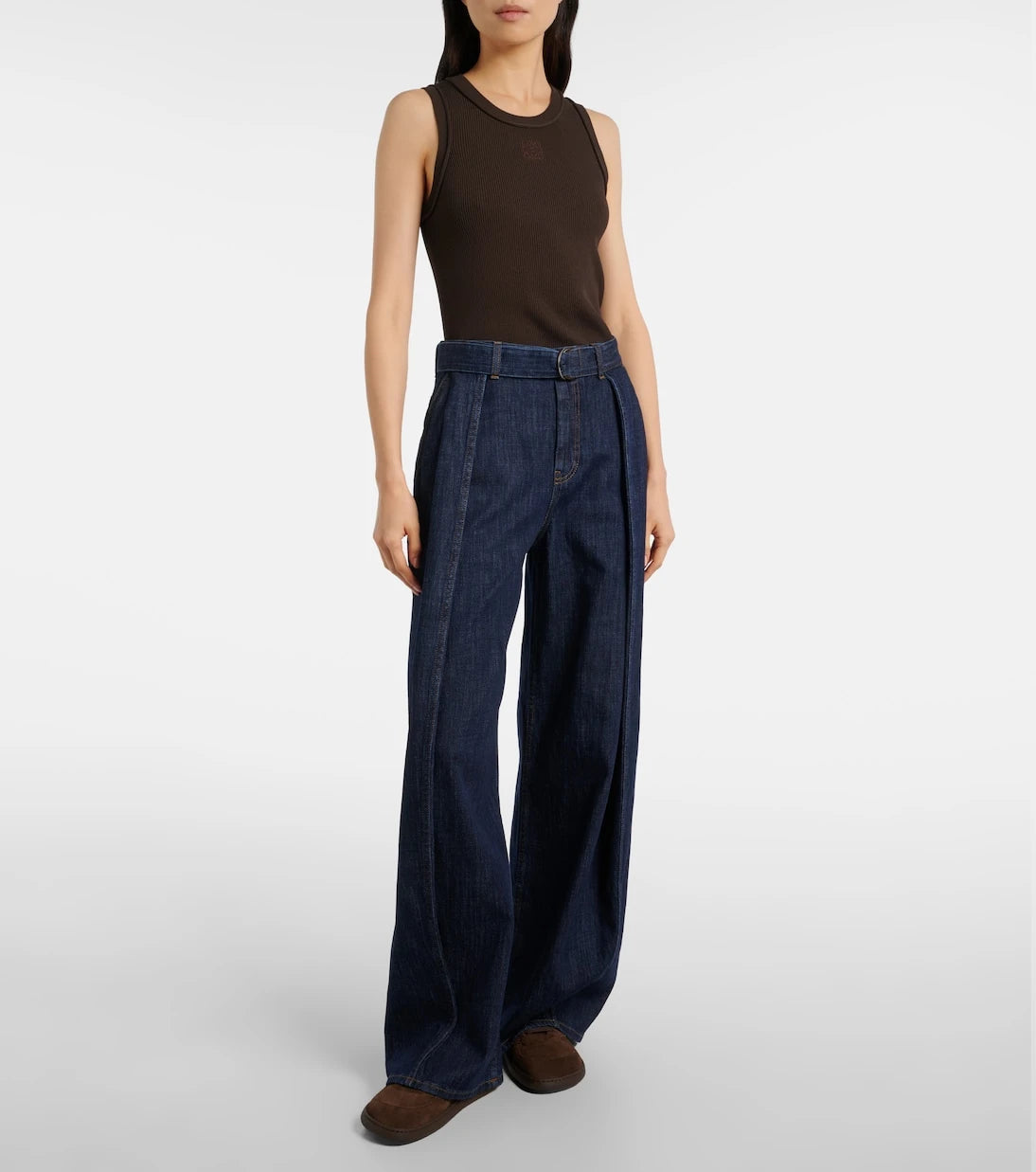 Loewe - Belted high-rise wide-leg jeans