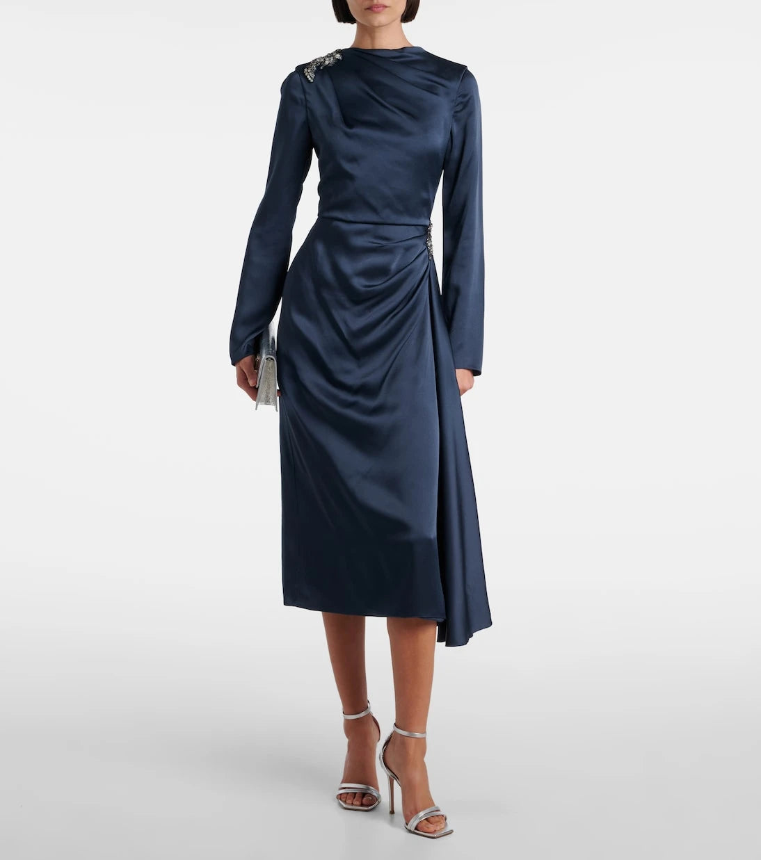 Erdem - Crystal-embellished satin cady cocktail dress