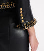Balmain Black Leather Chain-Detail Jacket