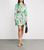 L'Agence Green Satin Floral Virlen Mini Dress