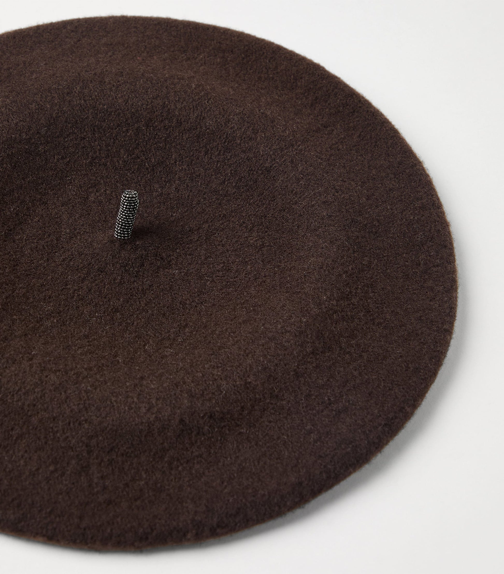 Brunello Cucinelli Brown Wool Monili Beret