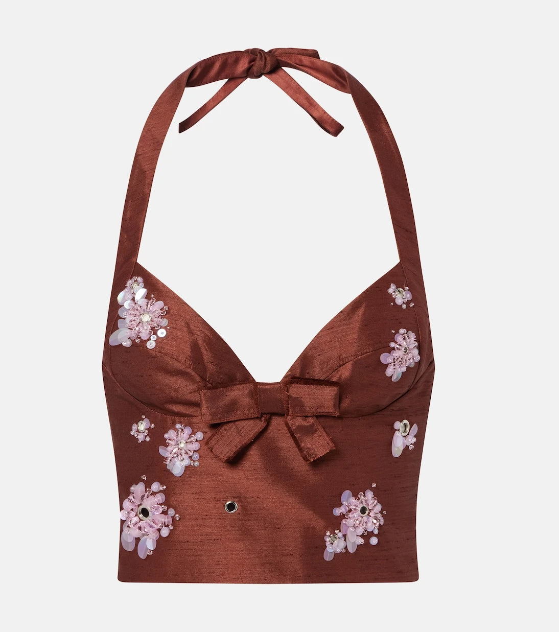 Shushu/Tong - Embellished halterneck crop top